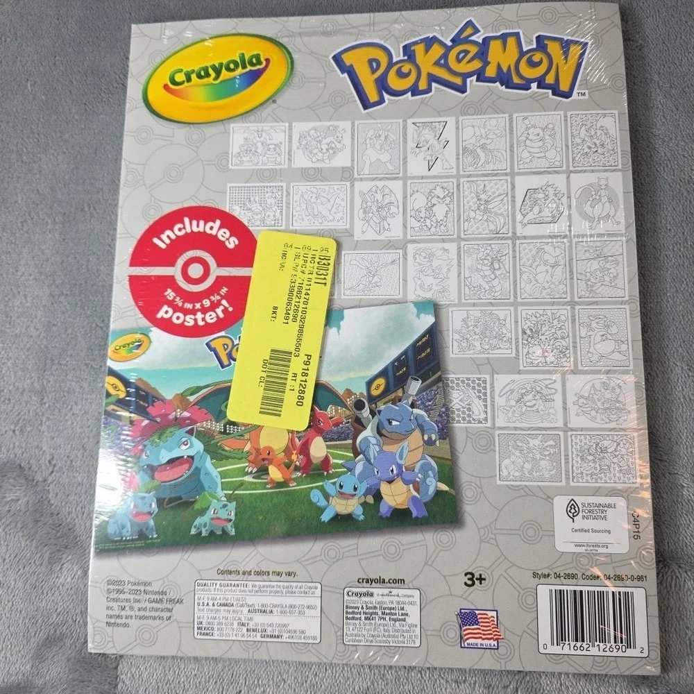 PokéMon: (2023) Crayola 28‎ Coloring Pages + Poster New Sealed